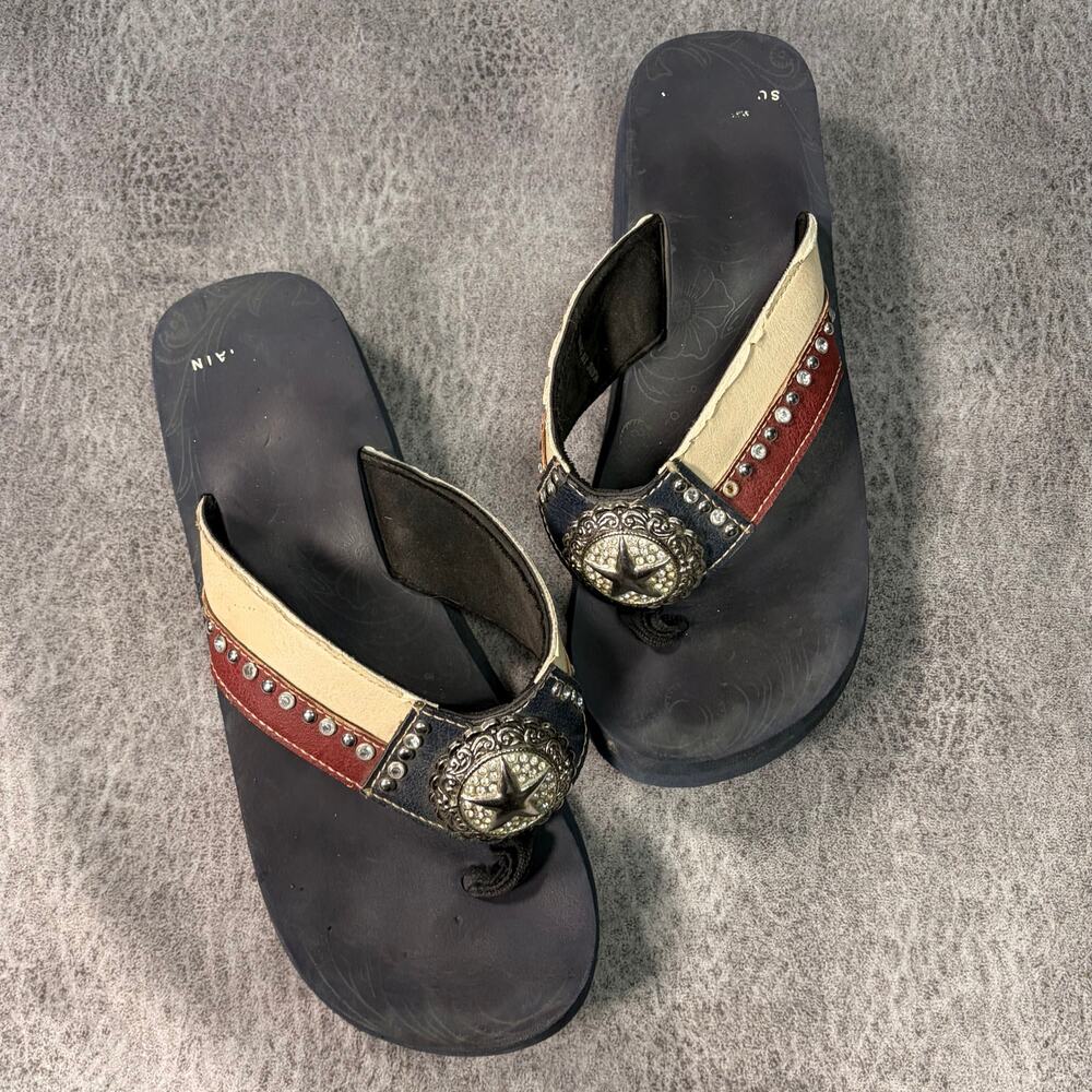 Western Texan Flag Platform Studded Sandals